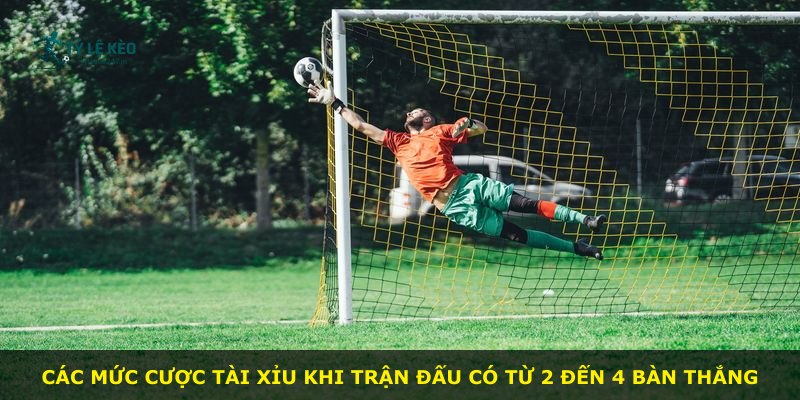 Các mức cược tài xỉu khi trận đấu có từ 2 đến 4 bàn thắng